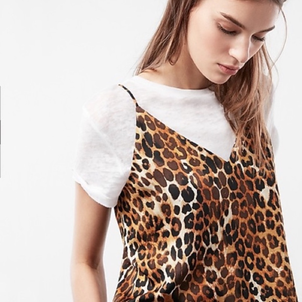 Express leopard cheetah downtown cami tank top